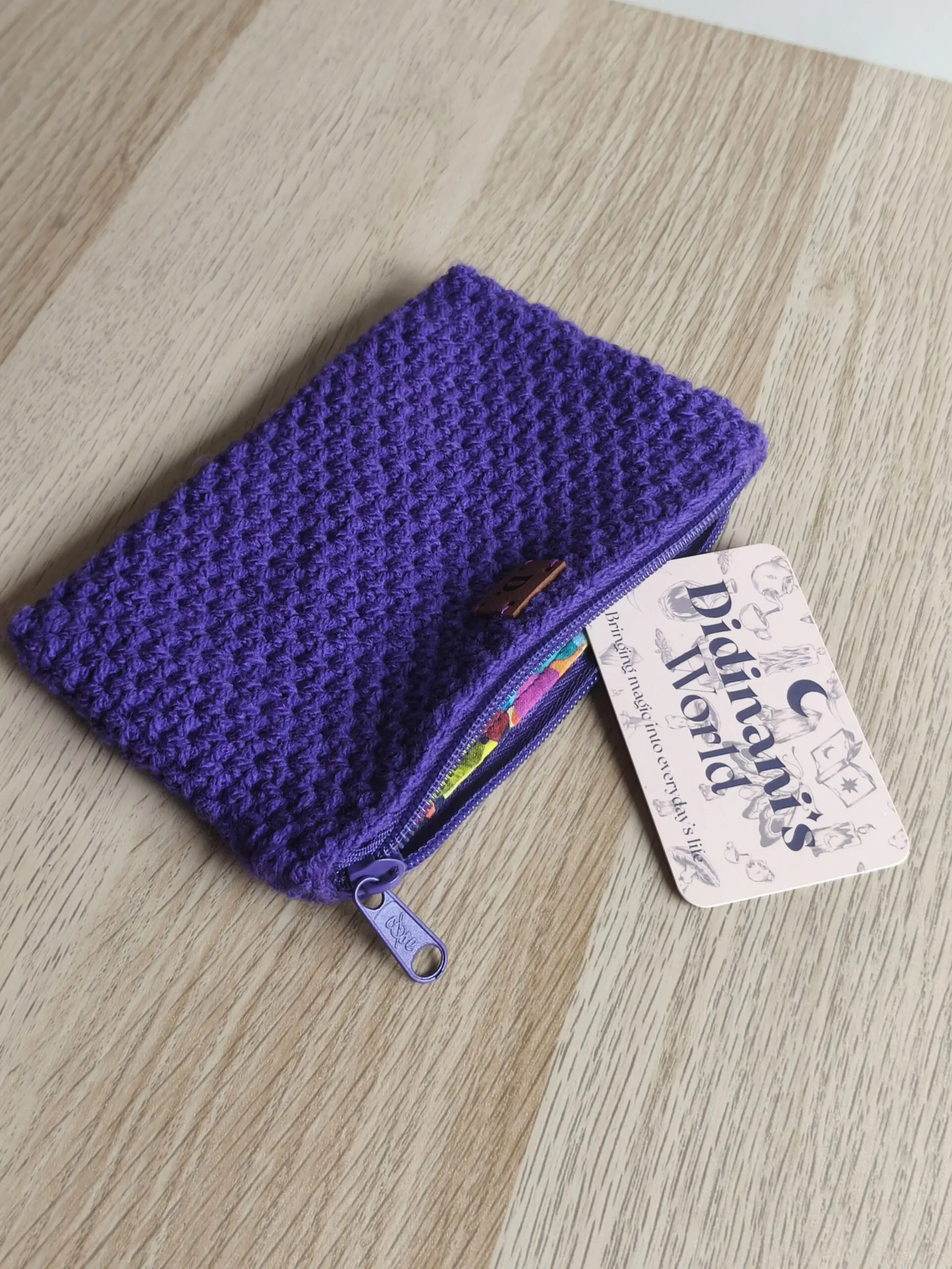 Monedero Ganchillo Musgo "Lila" Grande Acrílico