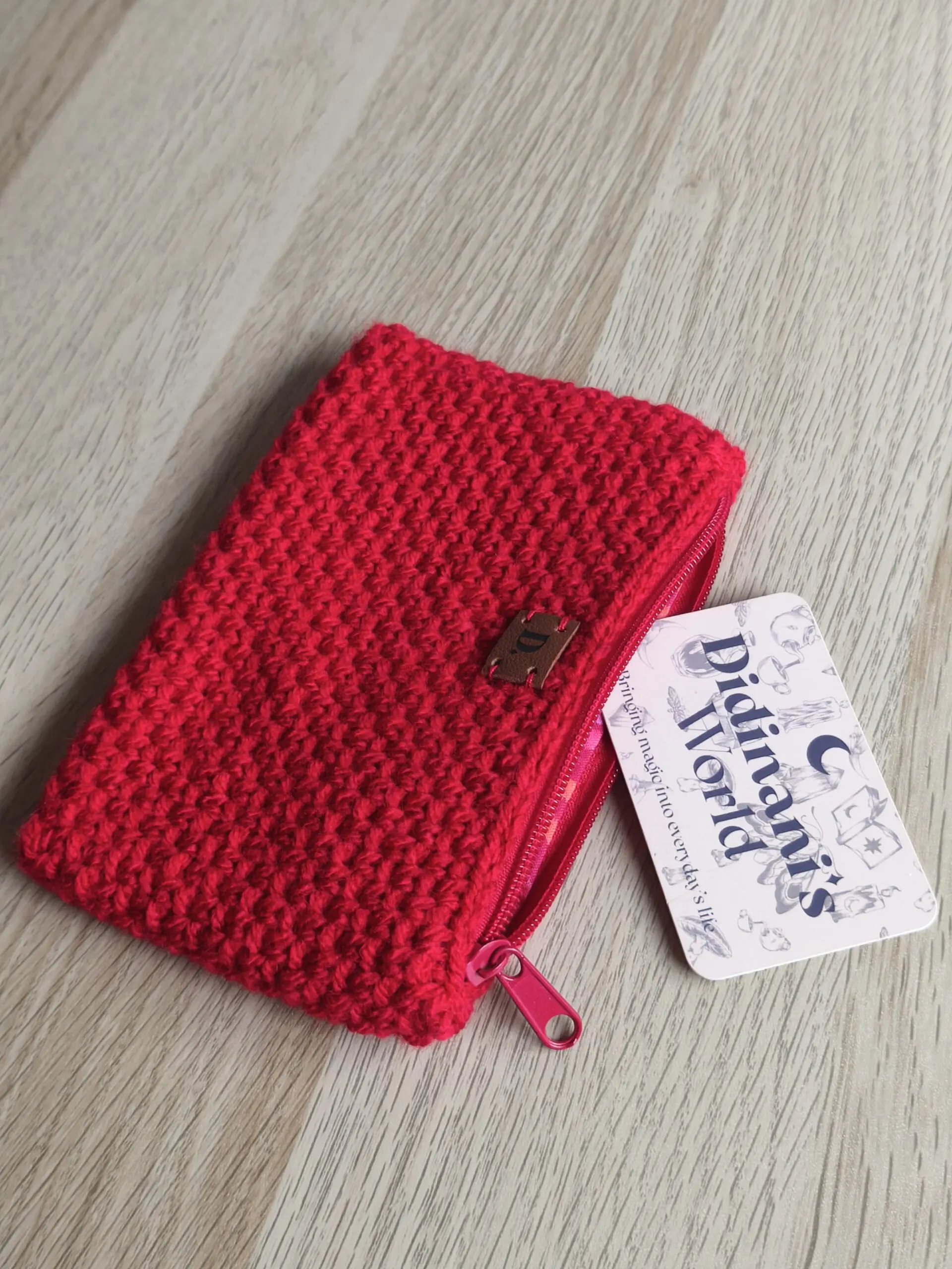 Monedero Ganchillo Musgo "Rojo" Grande Acrílico