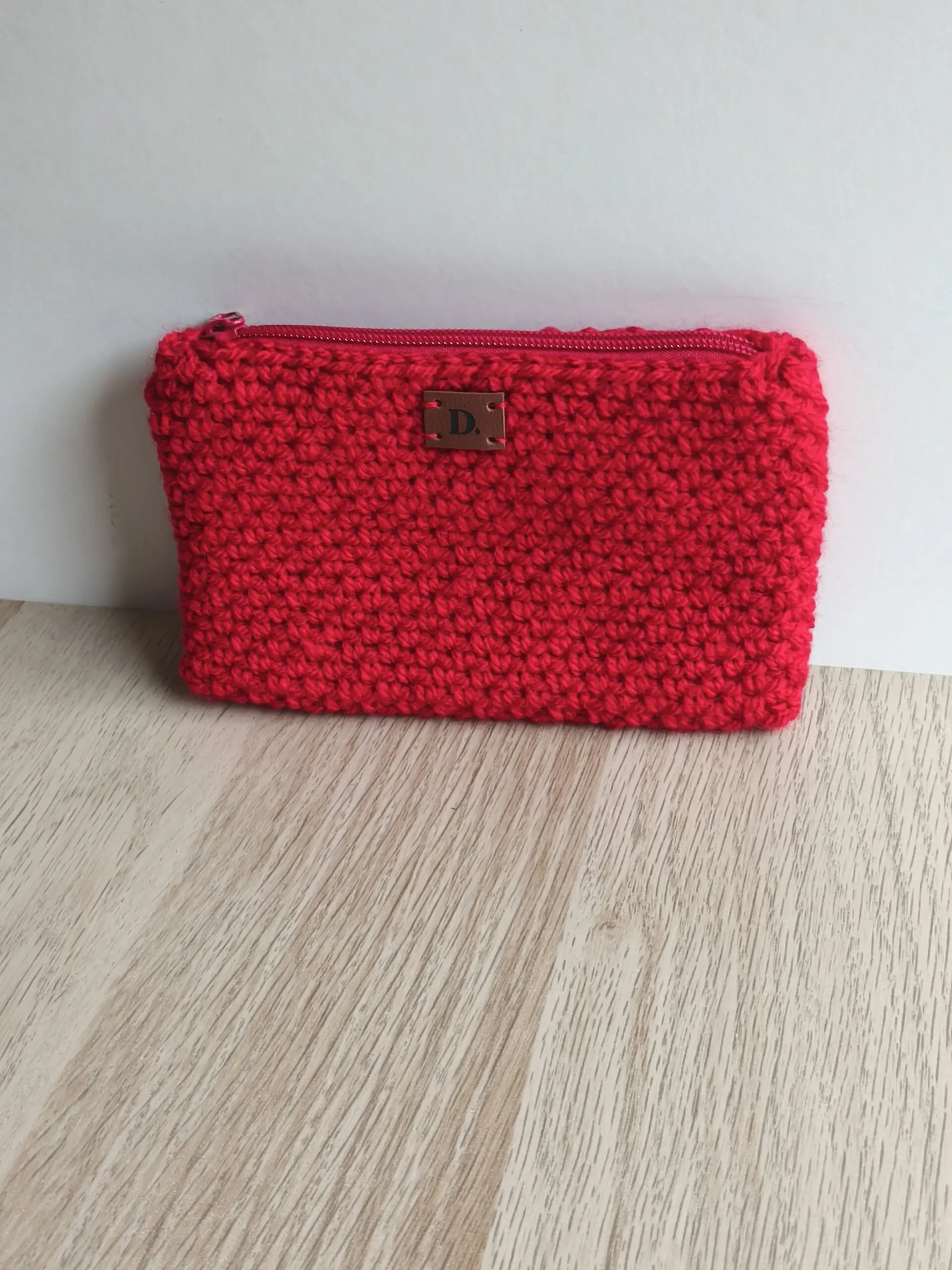 Monedero Ganchillo Musgo "Rojo" Grande Acrílico - Imagen 3