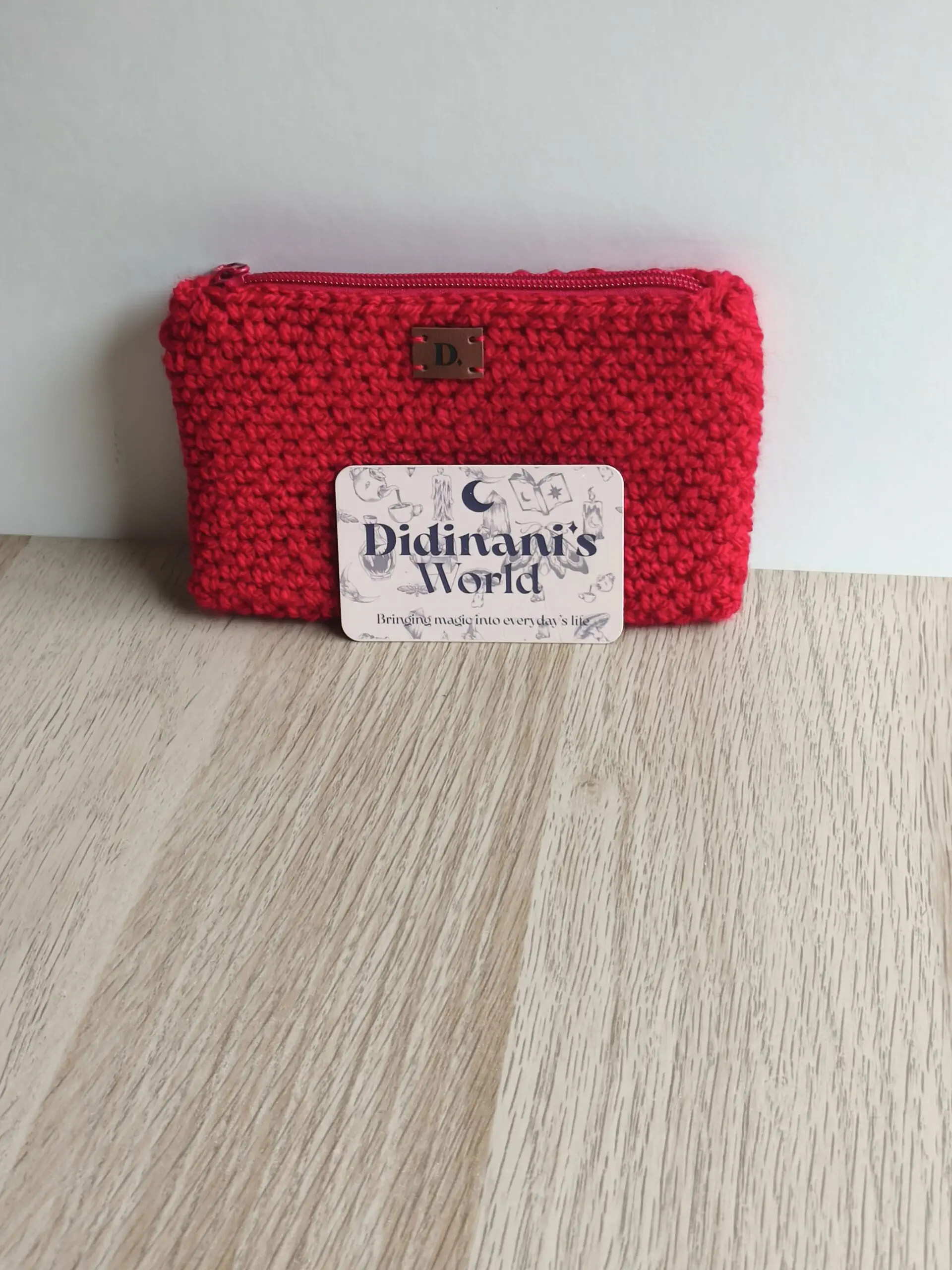 Monedero Ganchillo Musgo "Rojo" Grande Acrílico - Imagen 4