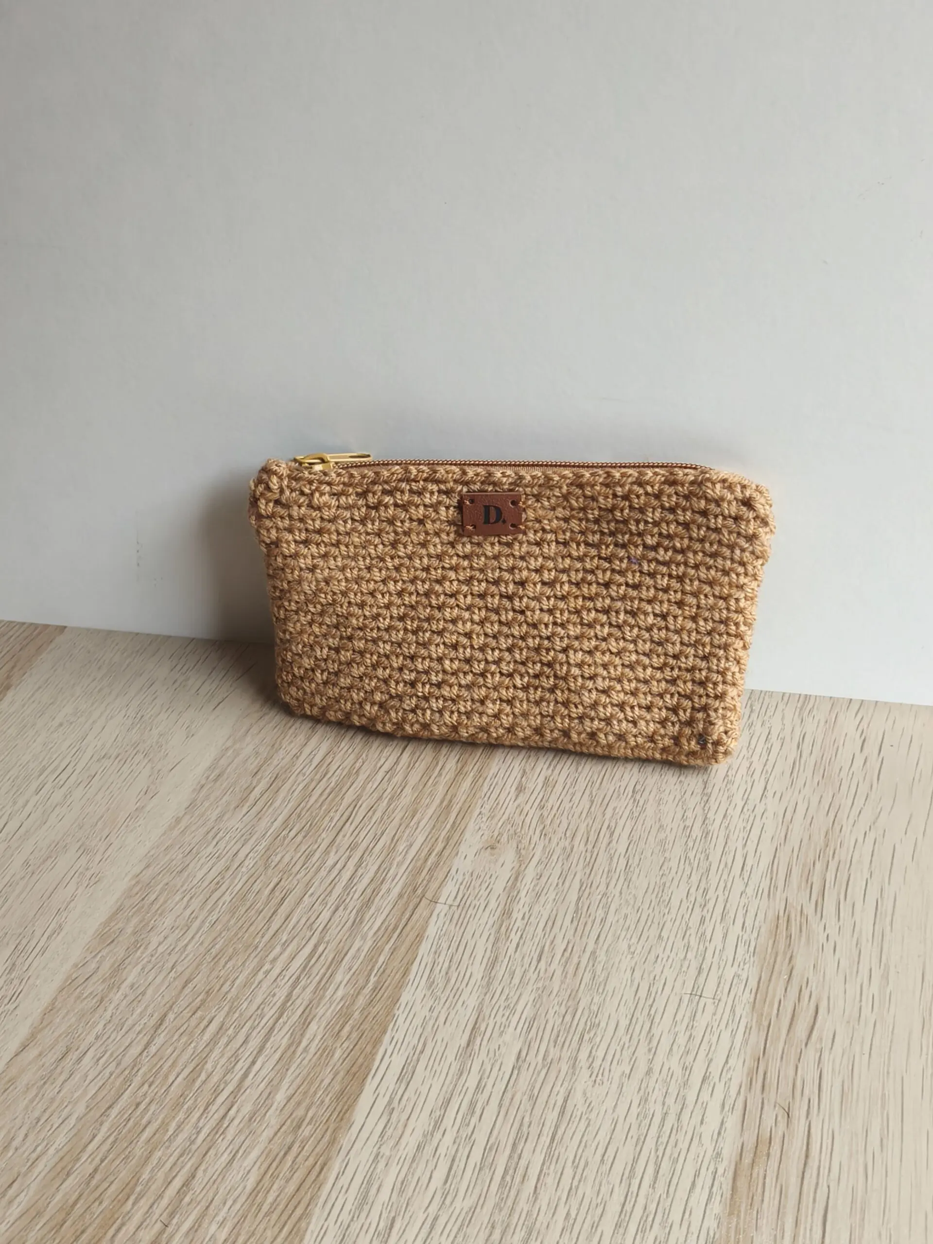 Monedero Ganchillo Musgo "Beige" Grande Acrílico - Imagen 3