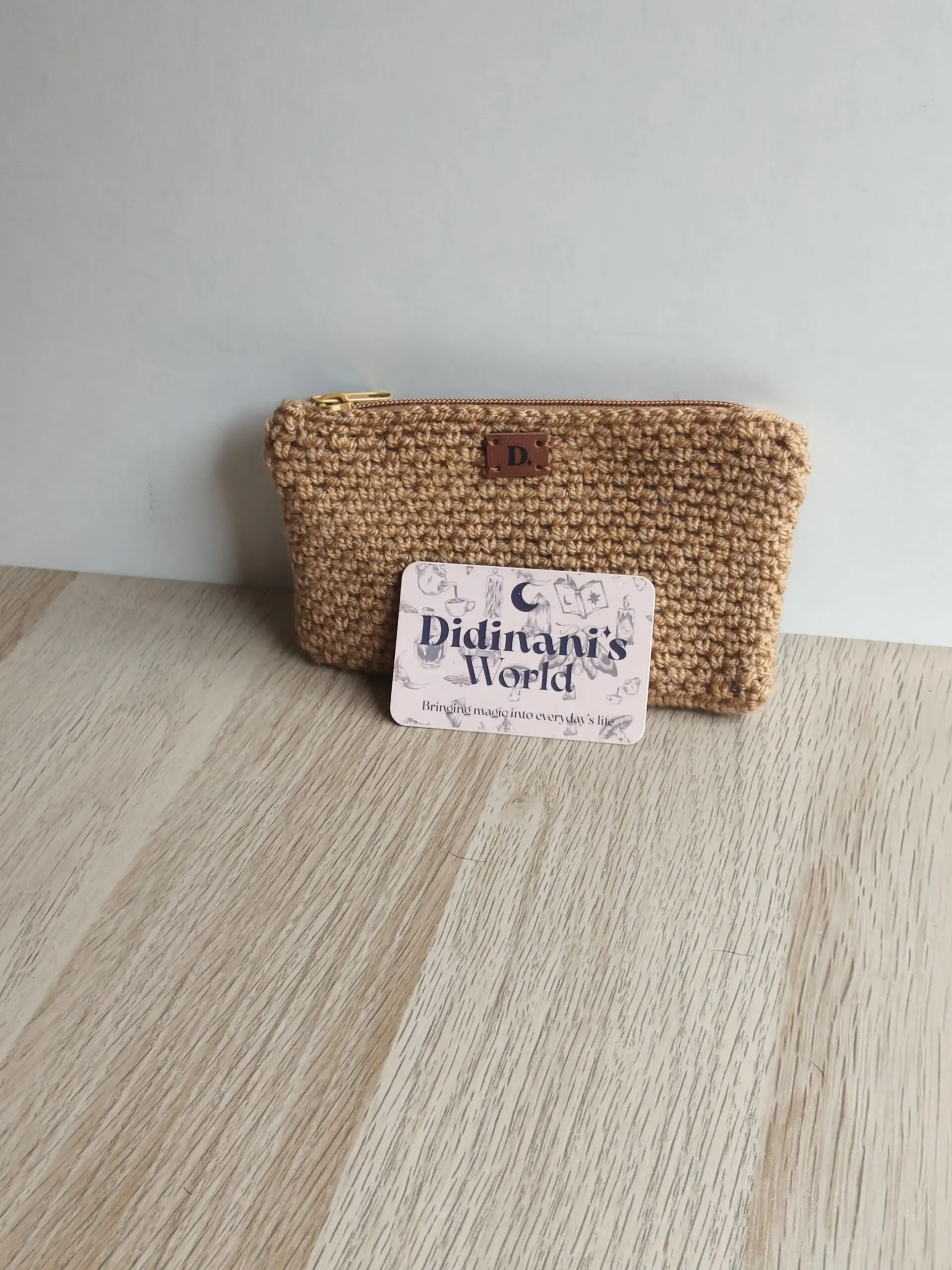 Monedero Ganchillo Musgo "Beige" Grande Acrílico - Imagen 4