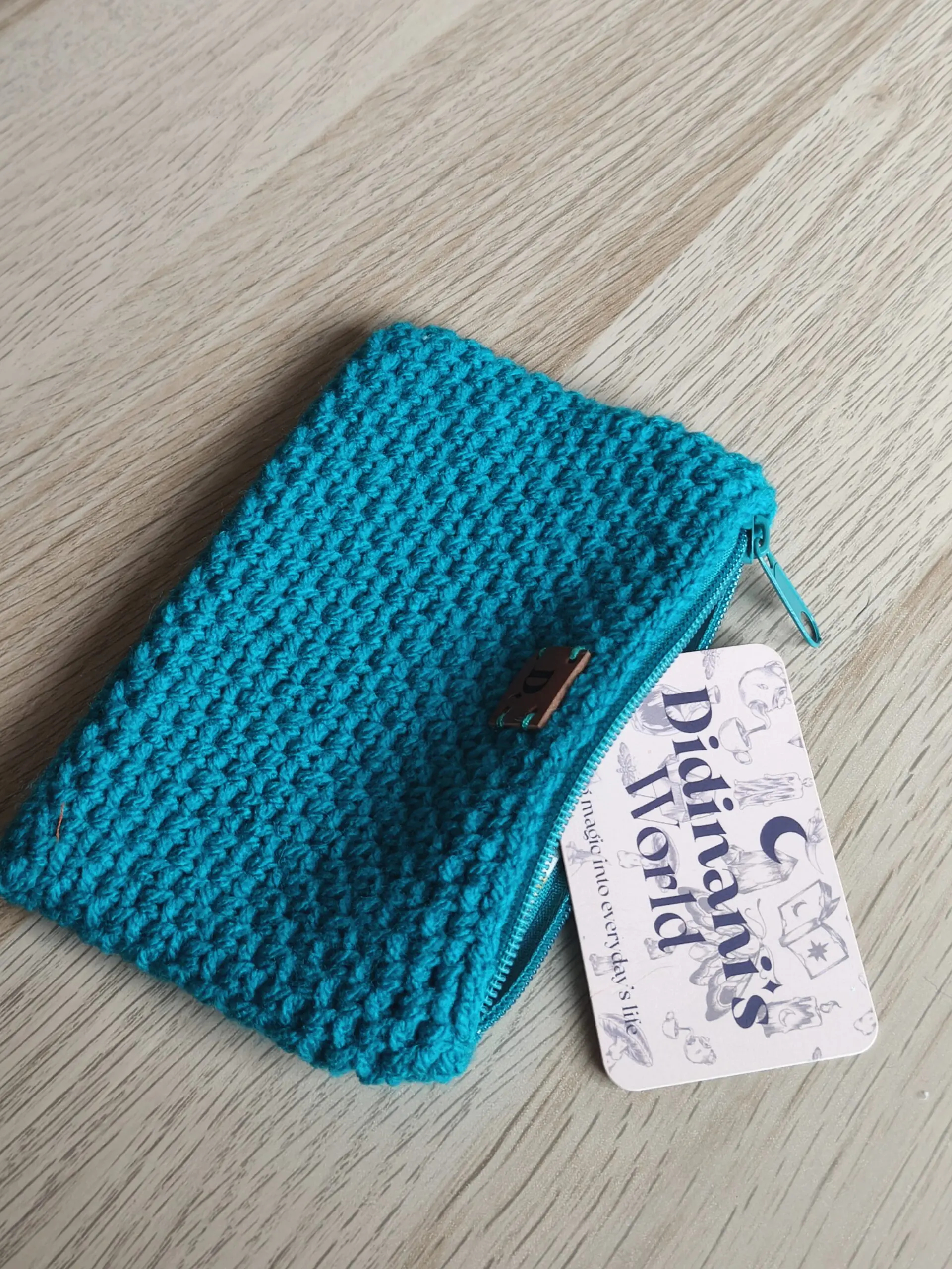 Monedero Ganchillo Musgo "Turquesa" Grande Acrílico