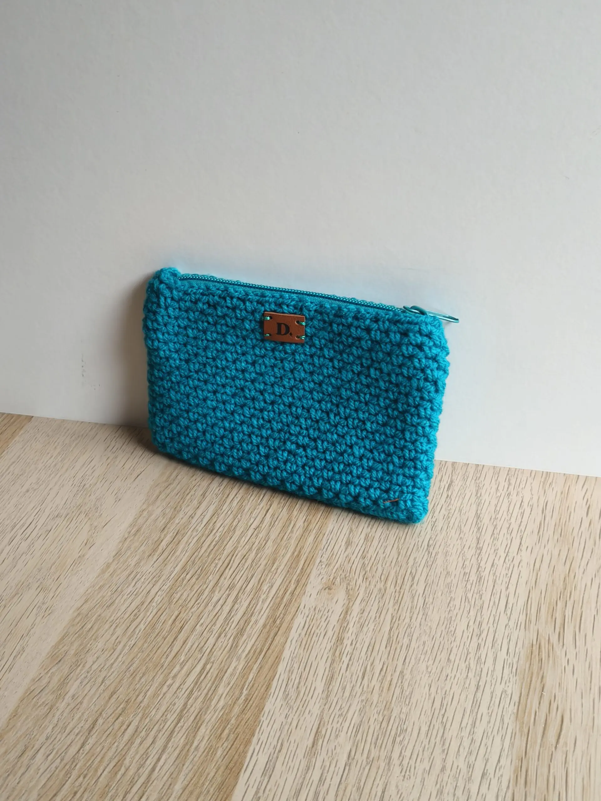 Monedero Ganchillo Musgo "Turquesa" Grande Acrílico - Imagen 4