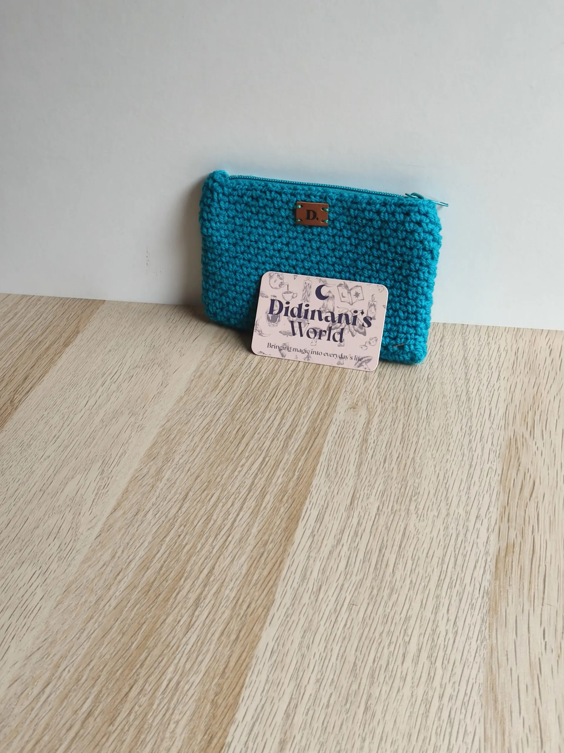 Monedero Ganchillo Musgo "Turquesa" Grande Acrílico - Imagen 3