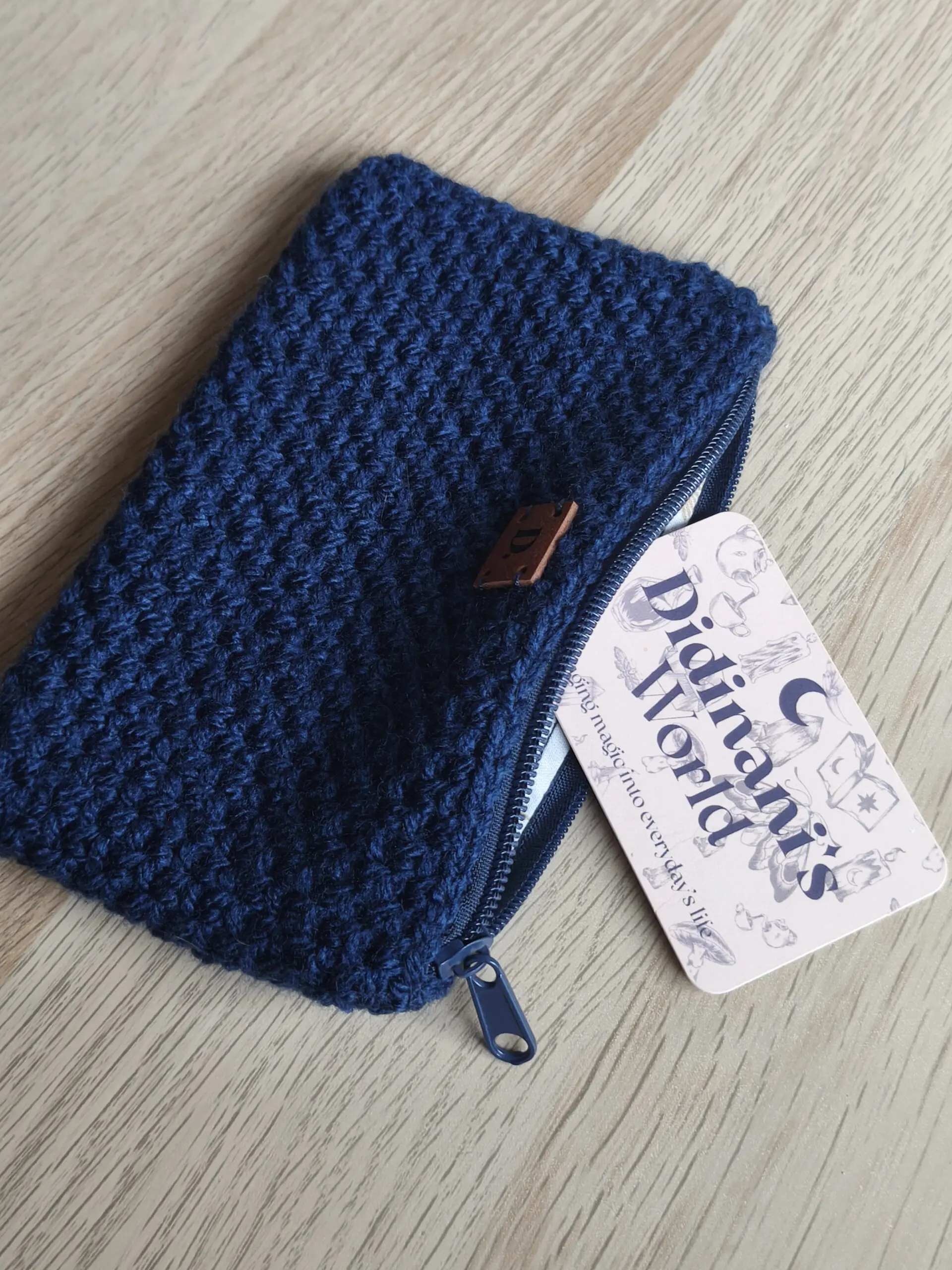 Monedero Ganchillo Musgo " Azul Marino" Grande Acrílico