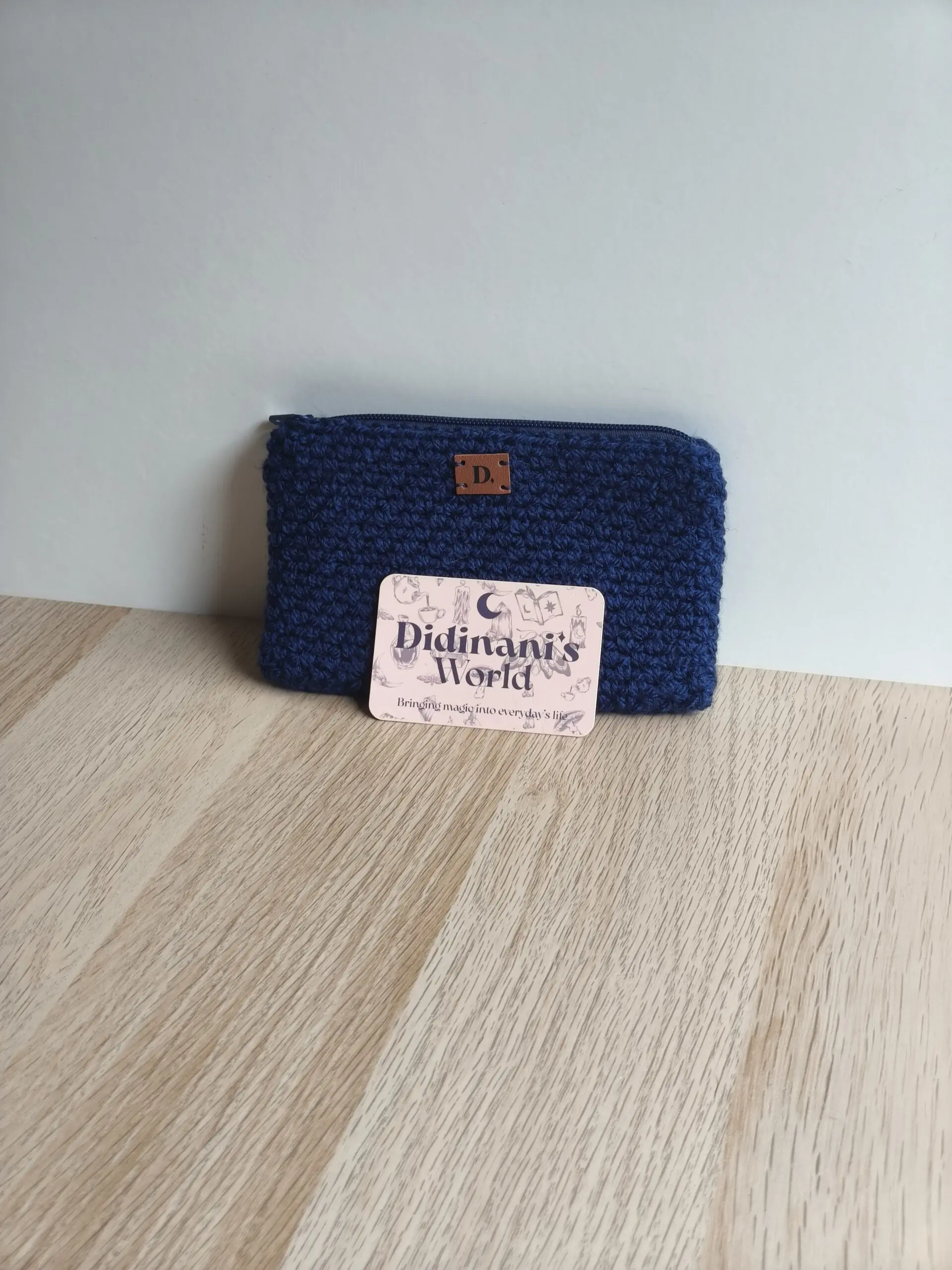 Monedero Ganchillo Musgo " Azul Marino" Grande Acrílico - Imagen 4