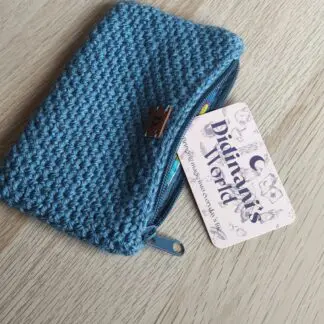 Monedero Ganchillo Musgo " Azul Petrol" Grande Acrílico