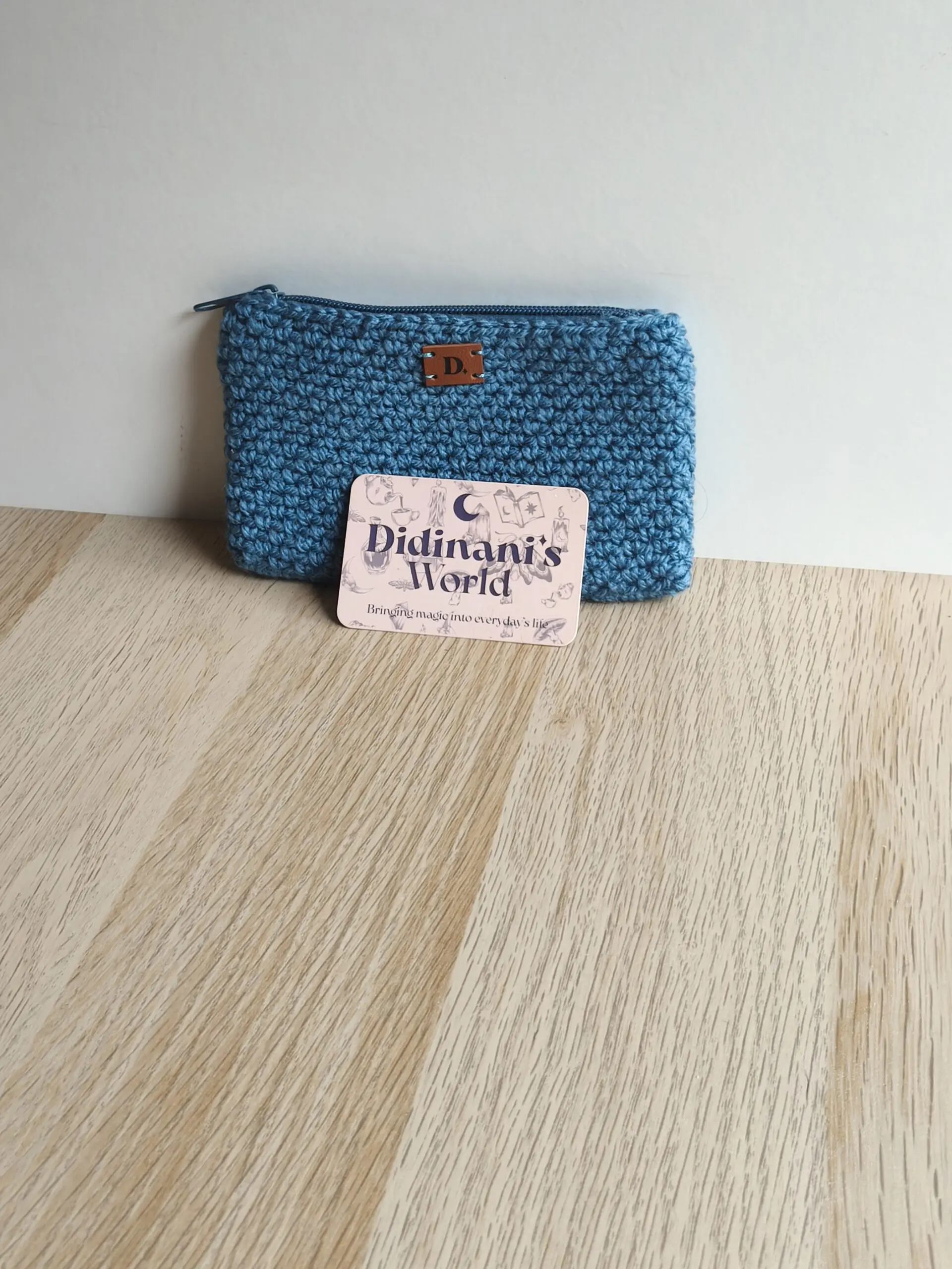 Monedero Ganchillo Musgo " Azul Petrol" Grande Acrílico - Imagen 4