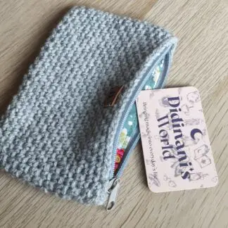 Monedero Ganchillo Musgo " Gris" Grande Acrílico