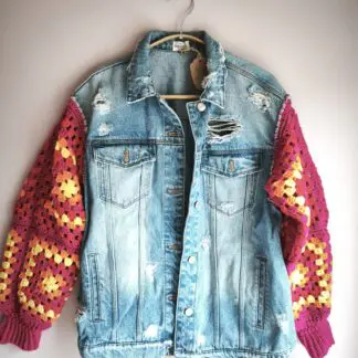 Chaqueta Upcycled " Pink & Orange" Crochet