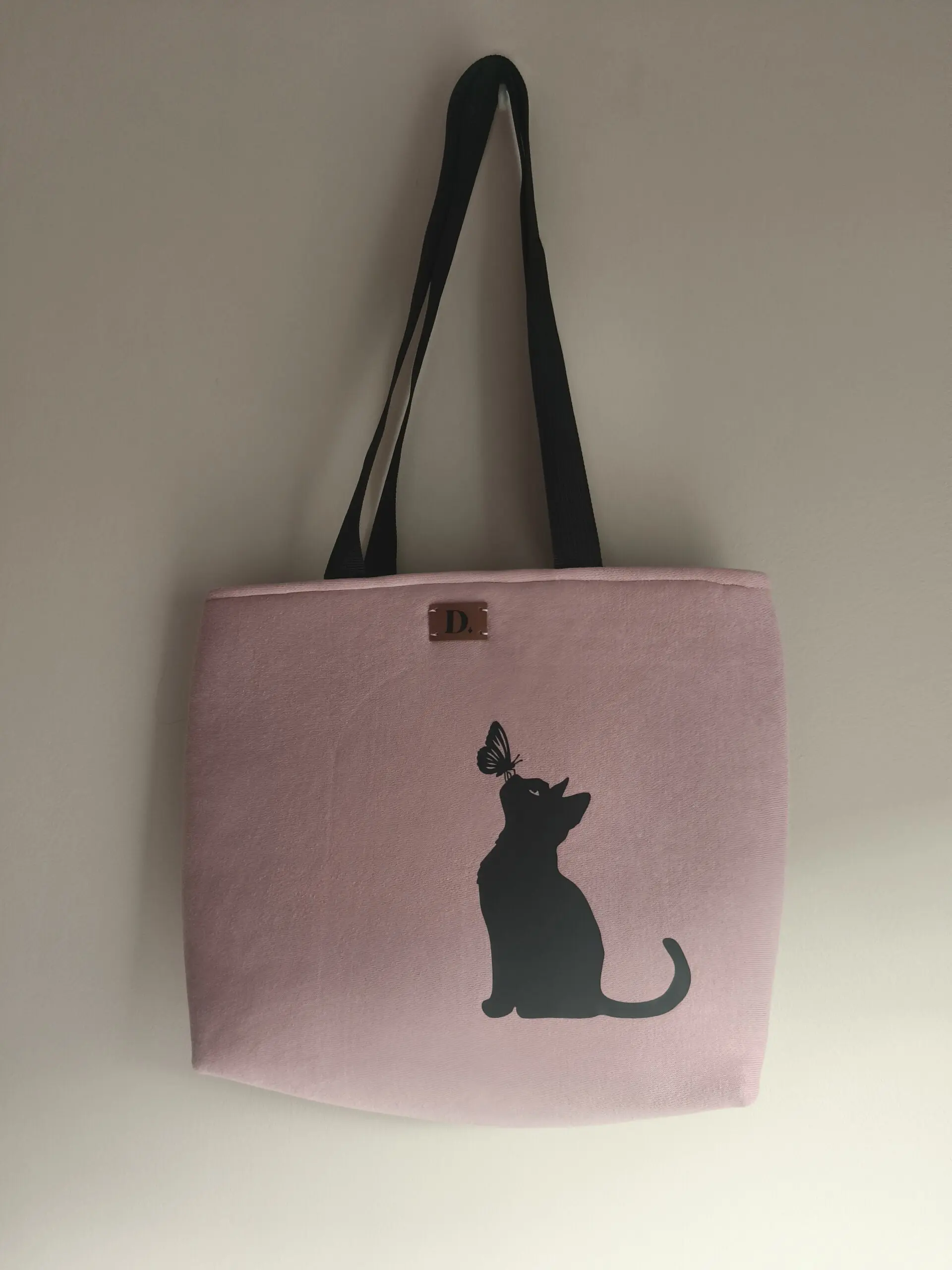 Totebag Pequeña "Cat and Butterfly" Upcycled