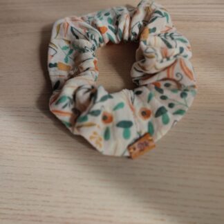 Coletero Scrunchie Beige Leaves