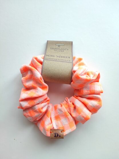 Coletero Scrunchie Vichy Orange Neon