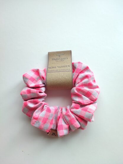 Coletero Scrunchie Vichy Pink Neon