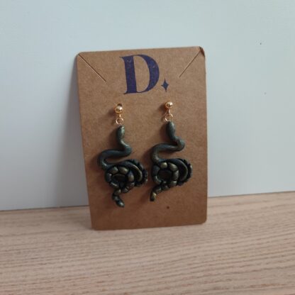 Pendientes Serpiente negra y dorada