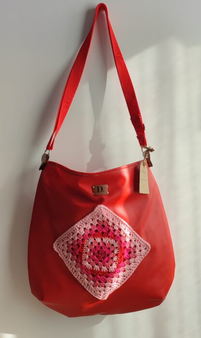 Sling Bag Maxi Rojo y Crochet